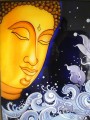 Buddha head in waves Buddhism